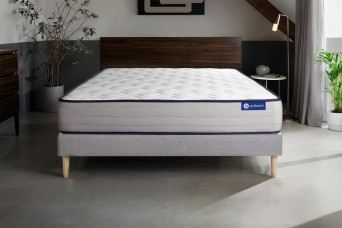 Ensemble Matelas Sommier 135x200 cm - Sommier Gris (en kit) - Actilatex Form
