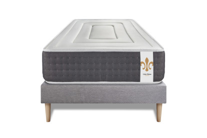 Ensemble Matelas Sommier 90x200 cm - Sommier Gris (déjà monté) - Vingt-Six