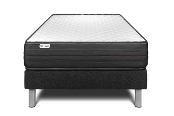 Ensemble Matelas Sommier 120x190 cm - Sommier Noir (en kit) - Vitalpower