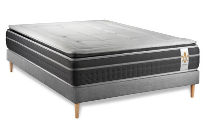 Ensemble Matelas Sommier 200x200 cm - Sommier Gris (en kit) - Trente PLUS