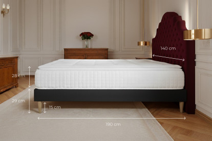Ensemble Matelas Sommier 140x190 cm - Sommier Noir (en kit) - George V