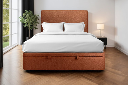 Sommier Coffre 140x190 cm - Bouclette - Terracotta