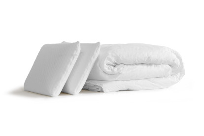 Pack lit complet 180x200 cm - Matelas + 2 Sommiers Blancs + 2 oreillers + Couette - Trente PLUS