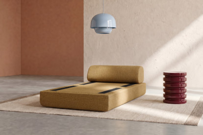 Fauteuil convertible et modulable, mousse écologique et assise ferme - Tissu tweed Jaune