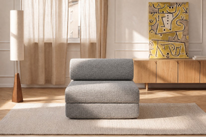 Fauteuil convertible et modulable, mousse écologique et assise ferme - Tissu tweed Gris