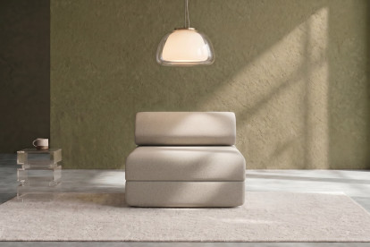 Fauteuil convertible et modulable, mousse écologique et assise ferme - Tissu lisse Beige