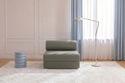 Fauteuil convertible et modulable, mousse écologique et assise ferme - Tissu lisse Taupe
