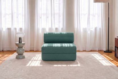 Fauteuil convertible et modulable, mousse écologique et assise ferme - Tissu lisse Vert