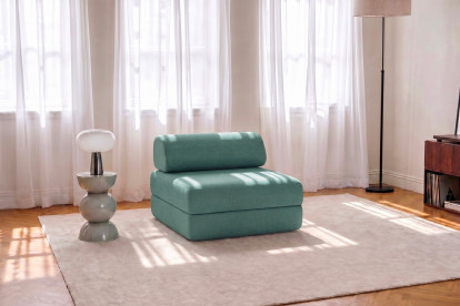 Fauteuil convertible et modulable, mousse écologique et assise ferme - Tissu lisse Vert