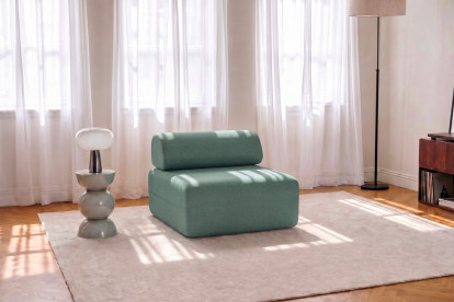 Fauteuil non convertible et modulable - Tissu lisse Vert