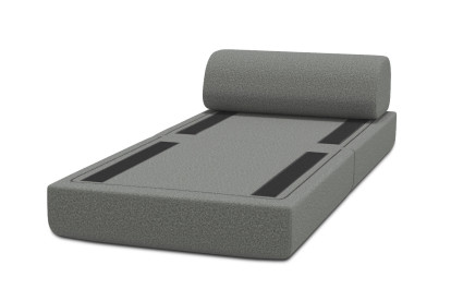 Fauteuil convertible et modulable, mousse écologique et assise ferme - Tissu lisse Gris