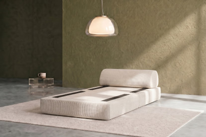 Fauteuil convertible et modulable, mousse écologique et assise ferme - Velours côtelé Blanc