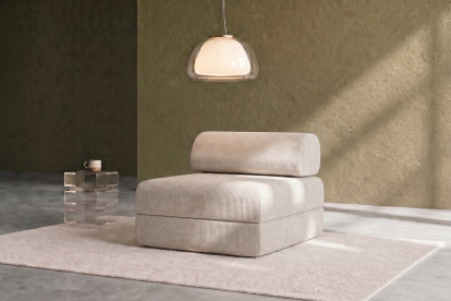 Fauteuil convertible et modulable, mousse écologique et assise ferme - Velours côtelé Blanc