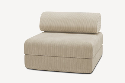 Fauteuil convertible et modulable, mousse écologique et assise ferme - Velours côtelé Beige
