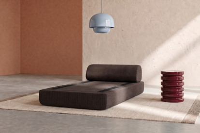 Fauteuil convertible et modulable, mousse écologique et assise ferme - Velours côtelé Marron