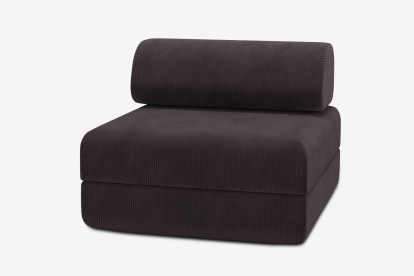 Fauteuil convertible et modulable, mousse écologique et assise ferme - Velours côtelé Marron
