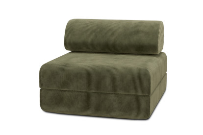 Fauteuil convertible et modulable, mousse écologique et assise ferme - Velours côtelé Vert