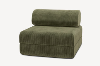Fauteuil convertible et modulable, mousse écologique et assise ferme - Velours côtelé Vert