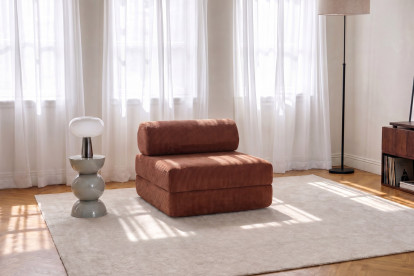 Fauteuil convertible et modulable, mousse écologique et assise ferme - Velours côtelé Terracotta