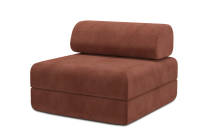 Fauteuil convertible et modulable, mousse écologique et assise ferme - Velours côtelé Terracotta