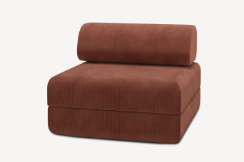Fauteuil convertible et modulable, mousse écologique et assise ferme - Velours côtelé Terracotta