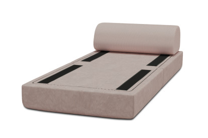 Fauteuil convertible et modulable, mousse écologique et assise ferme - Velours côtelé Rose pâle