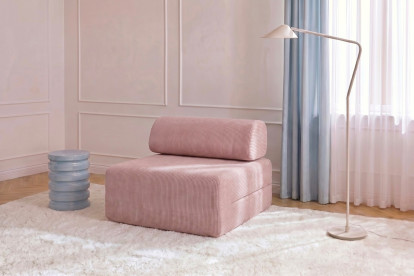 Fauteuil non convertible et modulable - Velours côtelé Rose pâle