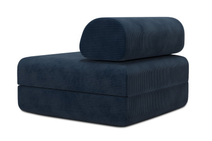 Fauteuil convertible et modulable, mousse écologique et assise ferme - Velours côtelé Bleu