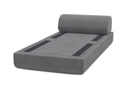 Fauteuil convertible et modulable, mousse écologique et assise ferme - Velours côtelé Gris