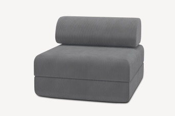 Fauteuil convertible et modulable, mousse écologique et assise ferme - Velours côtelé Gris