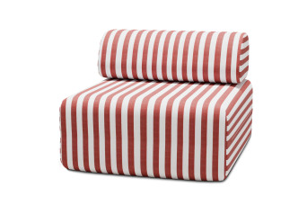 Fauteuil modulable, mousse écologique et assise ferme - Tissu extérieur à rayures, blanc et rouge