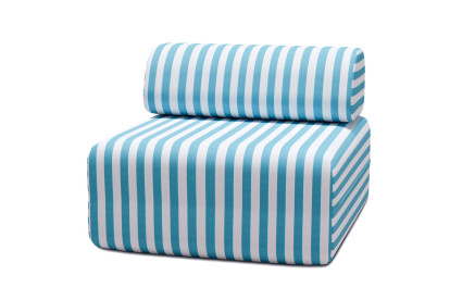 Fauteuil modulable, mousse écologique et assise ferme - Tissu extérieur à rayures, blanc et bleu