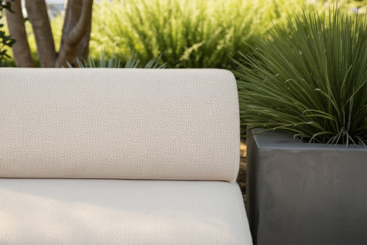 Fauteuil convertible et modulable, mousse écologique et assise ferme - Tissu extérieur Beige clair
