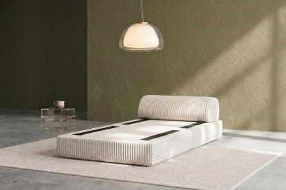 Fauteuil convertible et modulable, mousse écologique et assise ferme - Velours côtelé XL Blanc