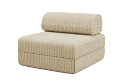Fauteuil convertible et modulable, mousse écologique et assise ferme - Velours côtelé XL Beige