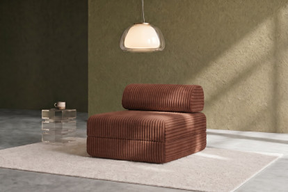 Fauteuil convertible et modulable, mousse écologique et assise ferme - Velours côtelé XL Terracotta