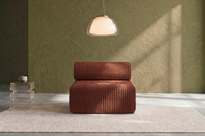Fauteuil non convertible et modulable - Velours côtelé XL Terracotta