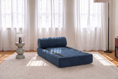 Fauteuil convertible et modulable, mousse écologique et assise ferme - Velours côtelé XL Bleu