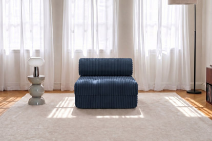 Fauteuil convertible et modulable, mousse écologique et assise ferme - Velours côtelé XL Bleu