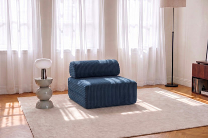 Fauteuil non convertible et modulable - Velours côtelé XL Bleu