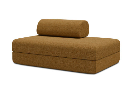 Canapé 2 places convertible et modulable, mousse écologique et assise ferme - Tissu tweed Jaune