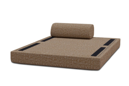 Canapé 2 places convertible et modulable, mousse écologique et assise ferme - Tissu tweed Marron