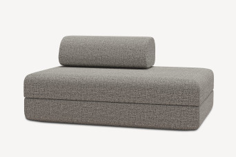 Canapé 2 places convertible et modulable, mousse écologique et assise ferme - Tissu tweed Gris