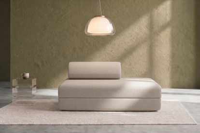 Canapé 2 places convertible et modulable, mousse écologique et assise ferme - Tissu lisse Beige