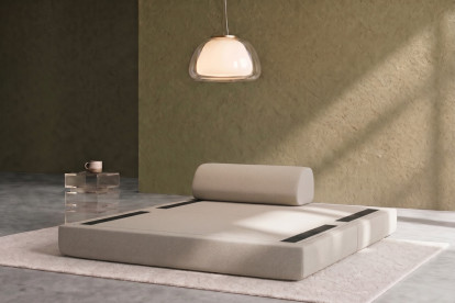 Canapé 2 places convertible et modulable, mousse écologique et assise ferme - Tissu lisse Beige