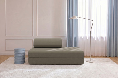 Canapé 2 places convertible et modulable, mousse écologique et assise ferme - Tissu lisse Taupe