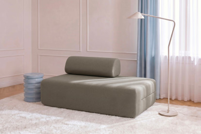 Canapé 2 places non convertible et modulable - Tissu lisse Taupe