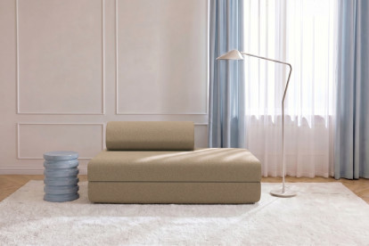 Canapé 2 places convertible et modulable, mousse écologique et assise ferme - Tissu lisse Marron
