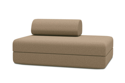 Canapé 2 places convertible et modulable, mousse écologique et assise ferme - Tissu lisse Marron