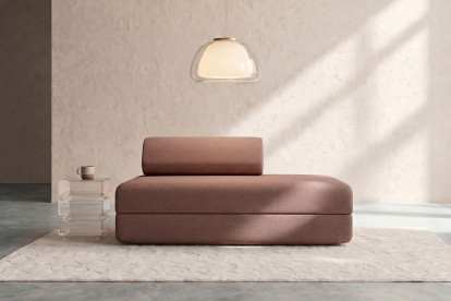 Canapé 2 places convertible et modulable, mousse écologique et assise ferme - Tissu lisse Terracotta